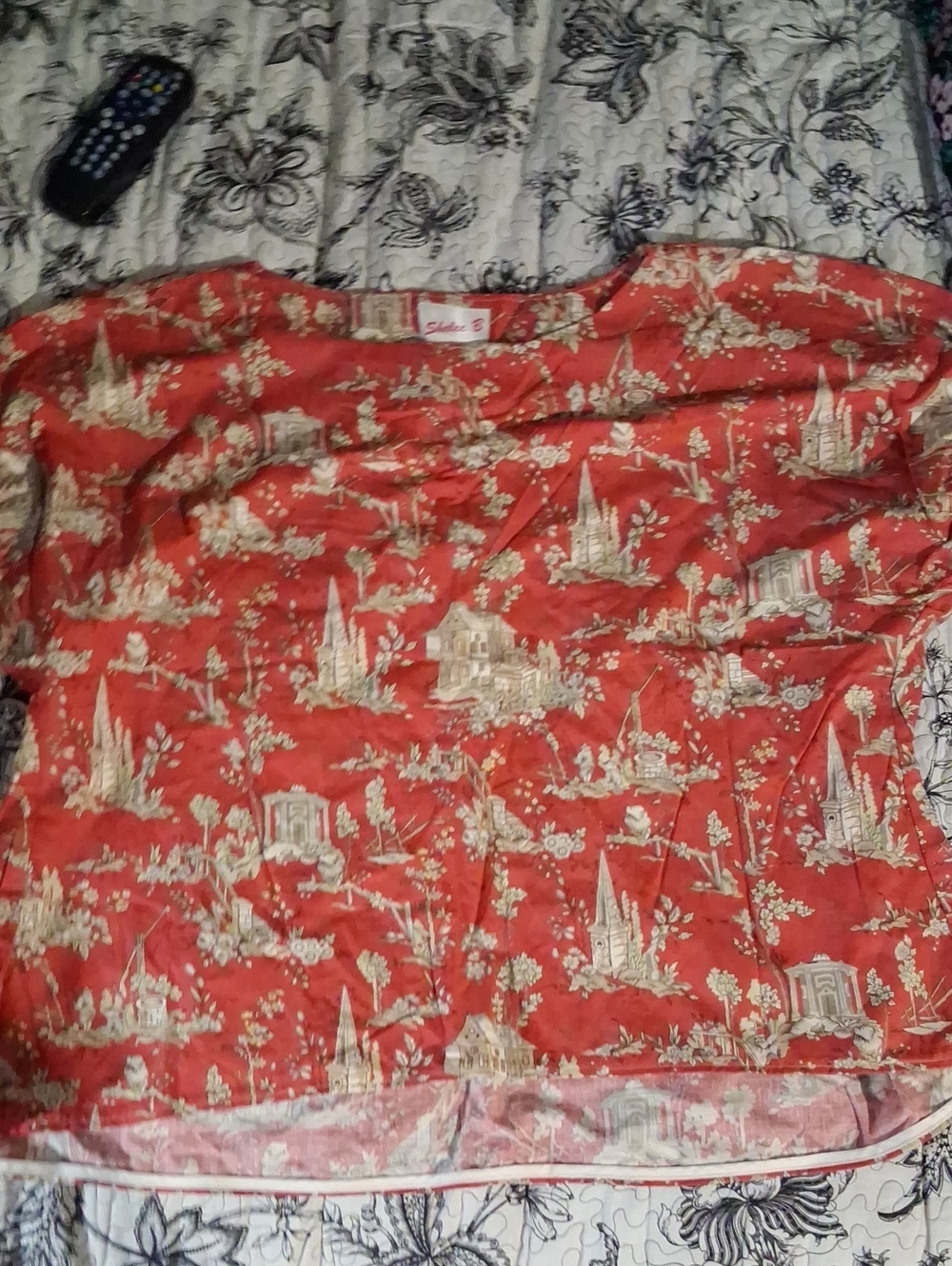 Style & Co. Red Scenic Print Short Sleeve Top